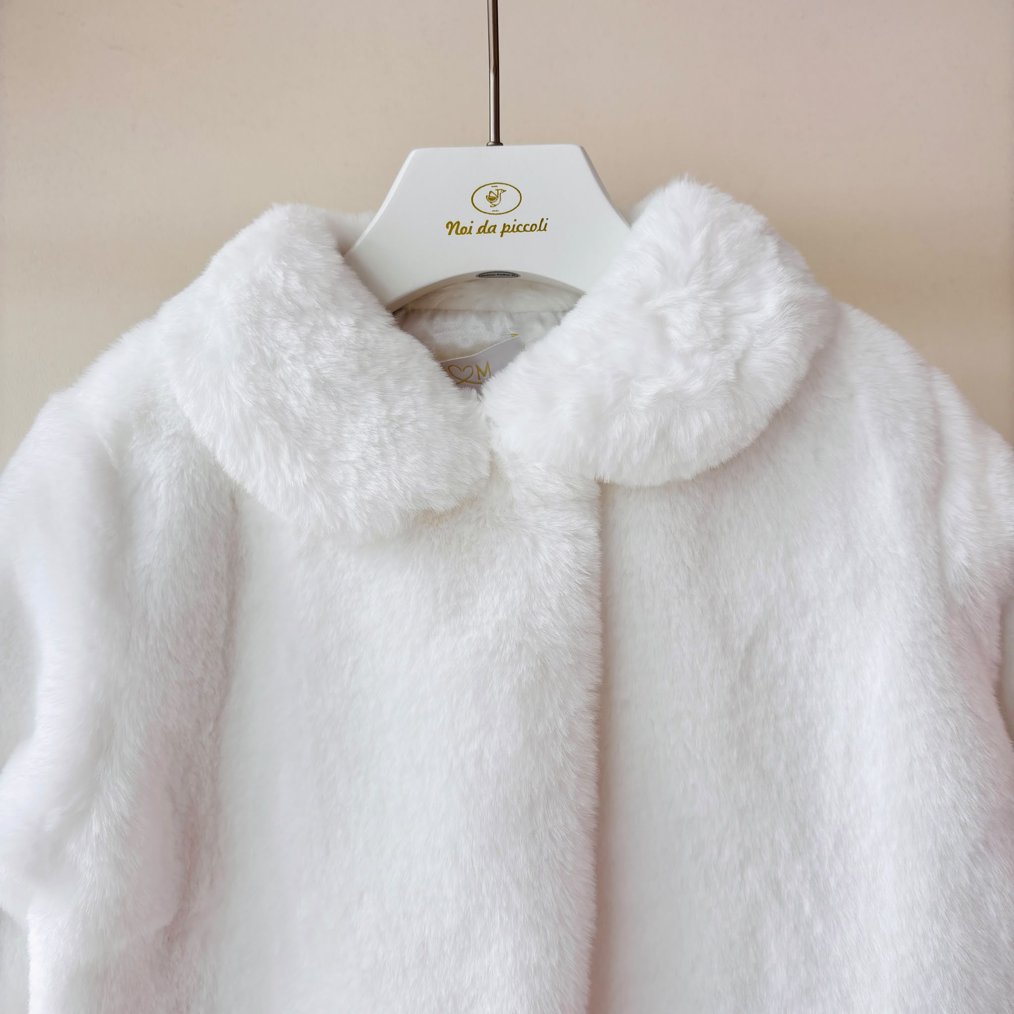 CAPPOTTO IN PANNO CON CAPPUCCIO PANNA