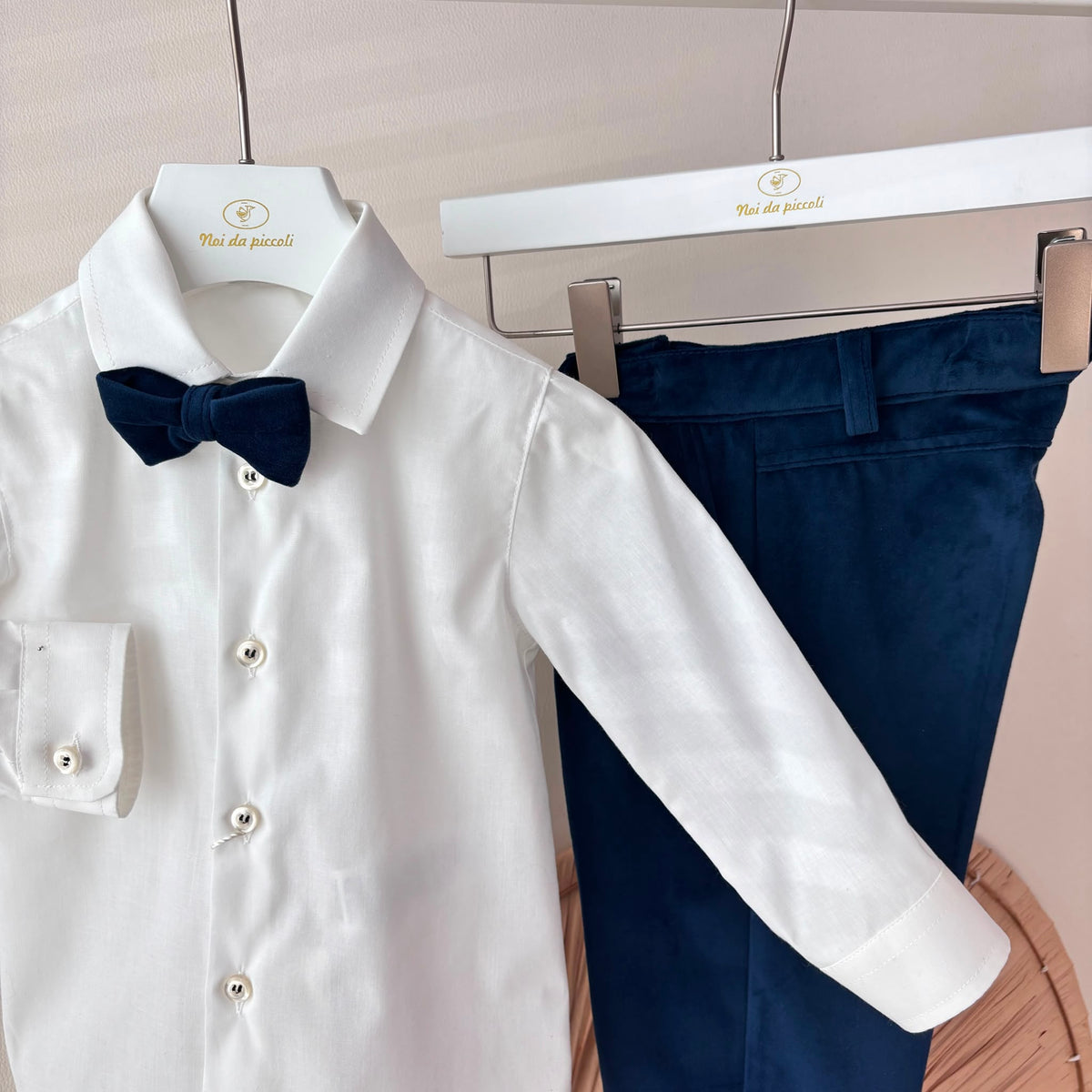 COMPLETO 3 PZ IN VELLUTO ELEGANTE BLU