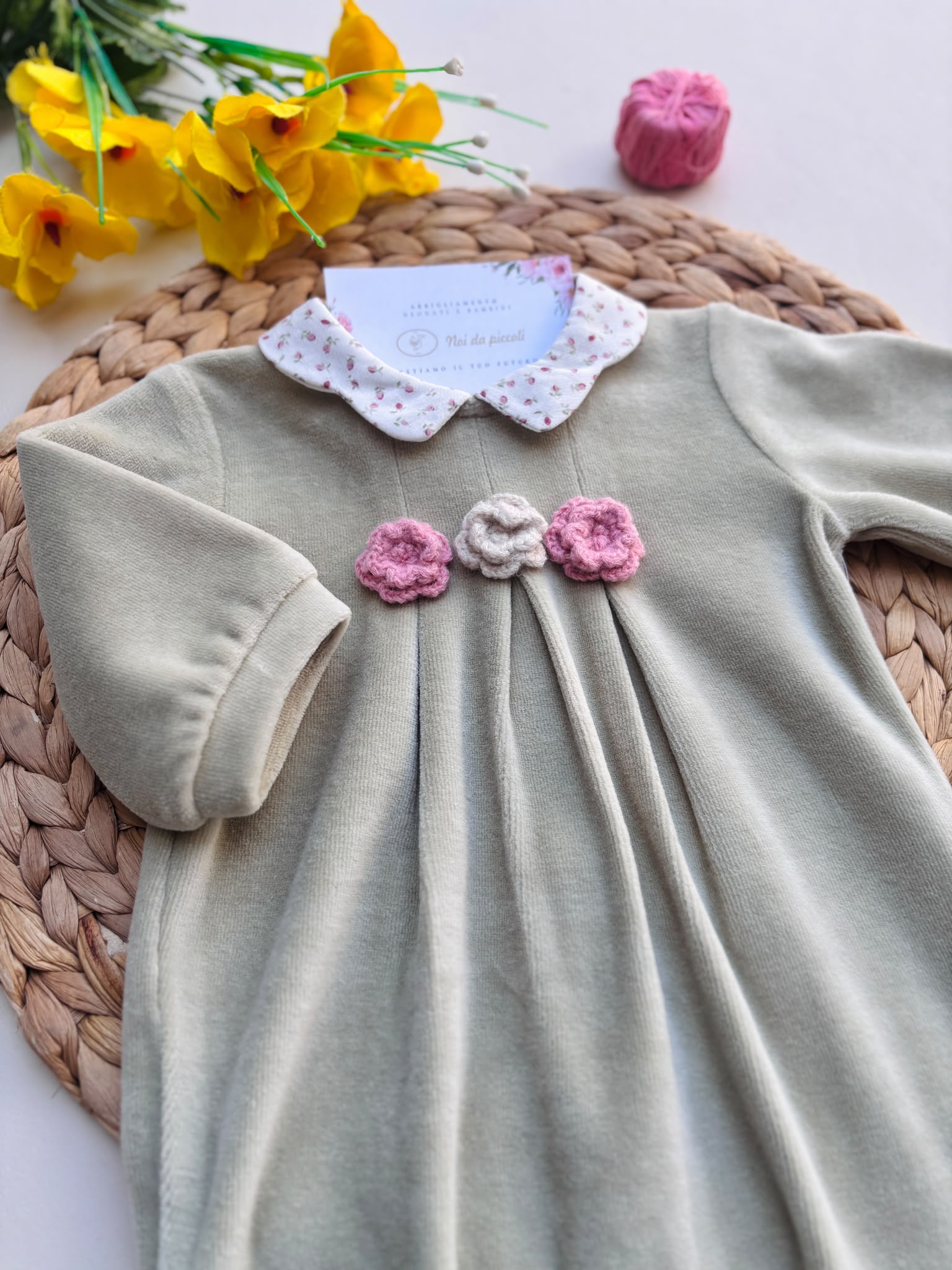 TUTINA IN CINIGLIA CON FIORELLINI  VERDE