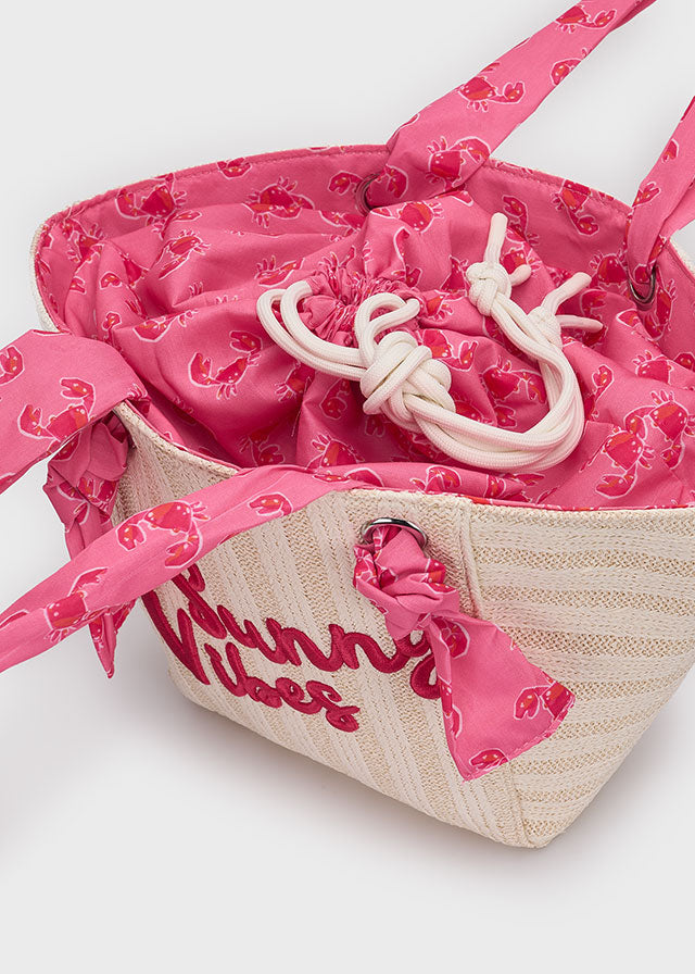BORSA MARE "SUNNY VIBES"  BEIGE E FUCSIA