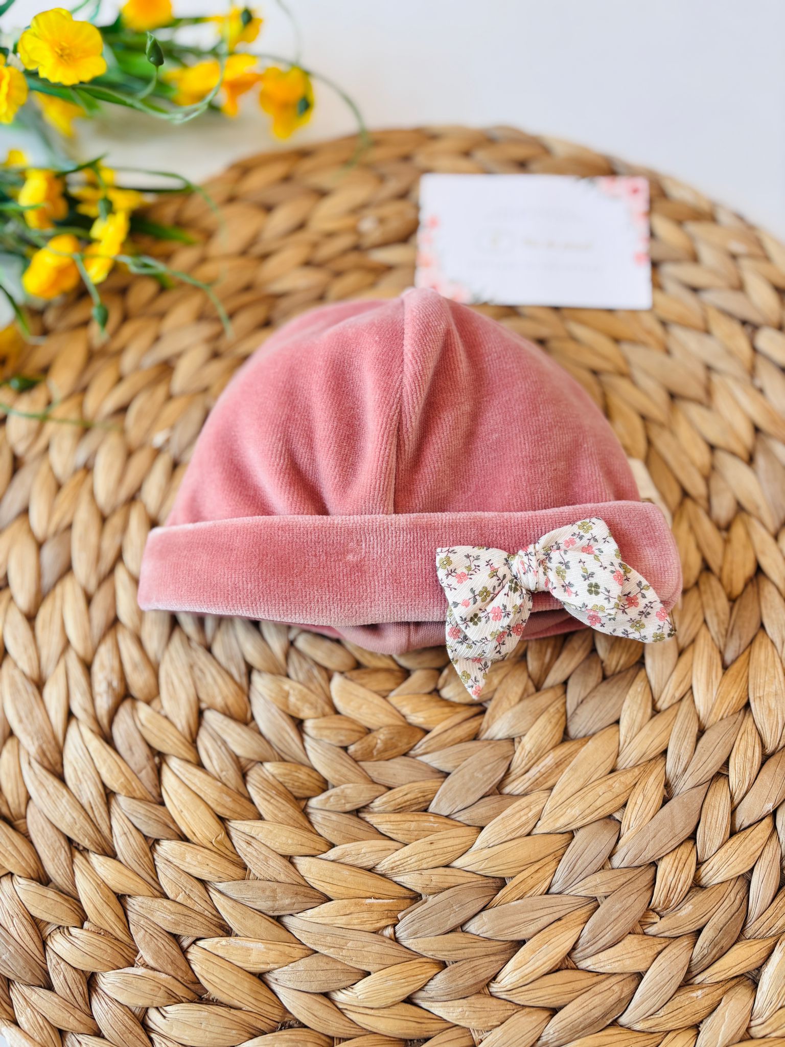 CAPPELLINO CINIGLIA ROSA ANTICO CON FIOCCO