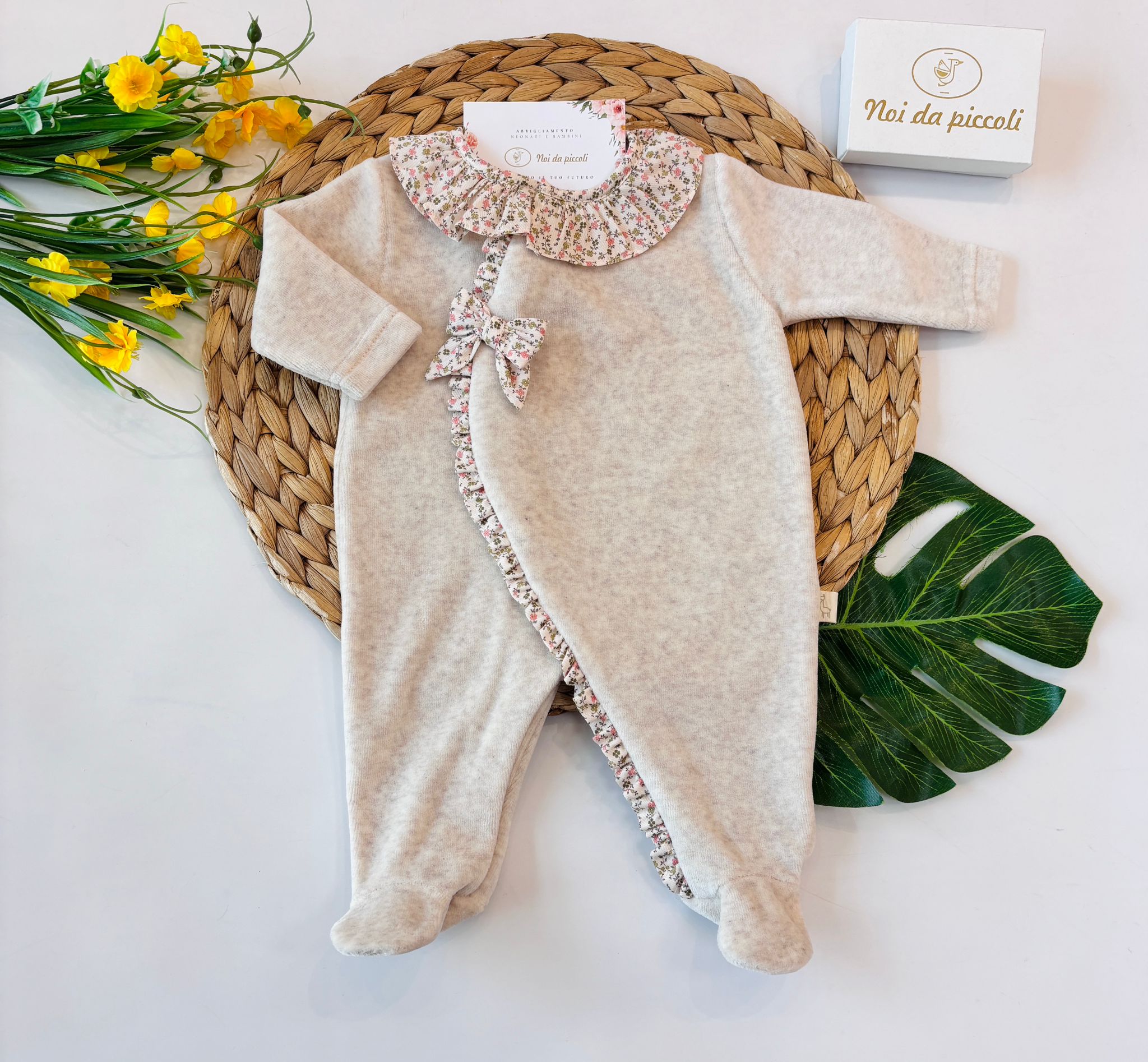 TUTINA ANTIPANICO IN CINIGLIA BEIGE FLOREALE