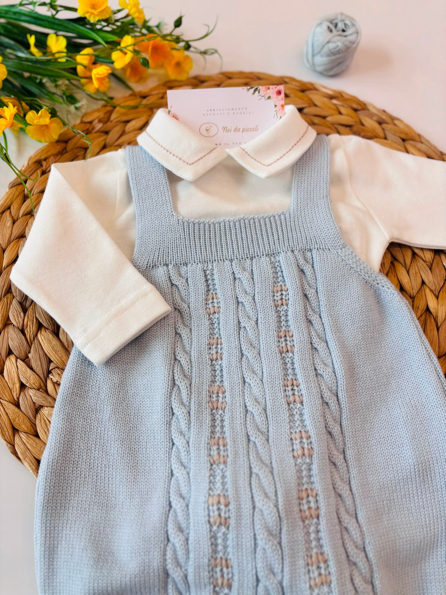 SALOPETTE CON BABBUCCE 100 % COTONE CIELO