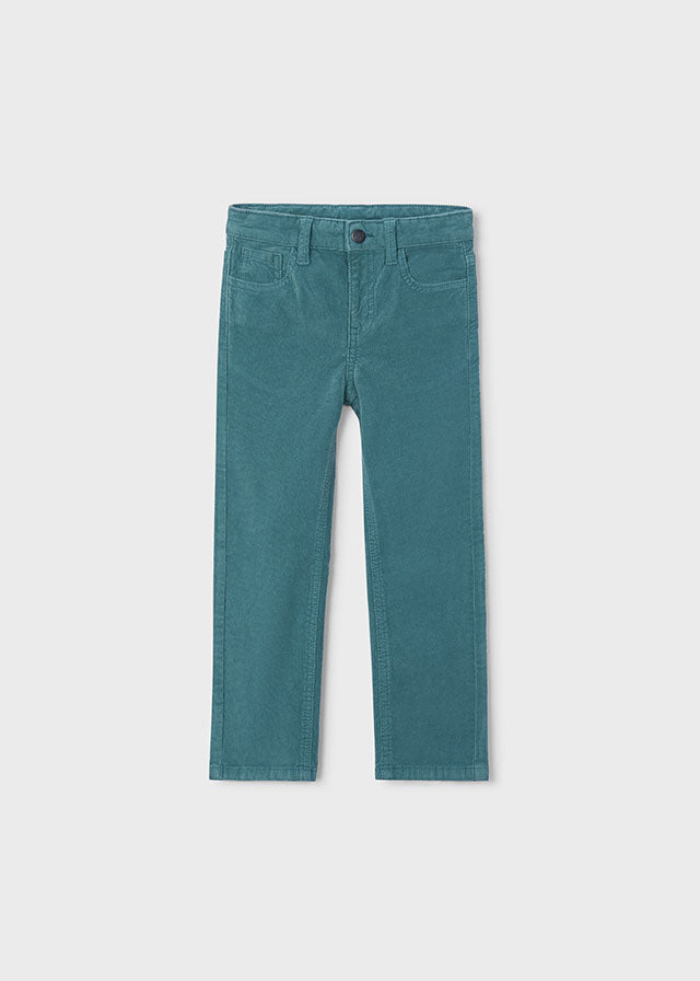 PANTALONE A COSTINE IN VELLUTO VERDE ACQUA