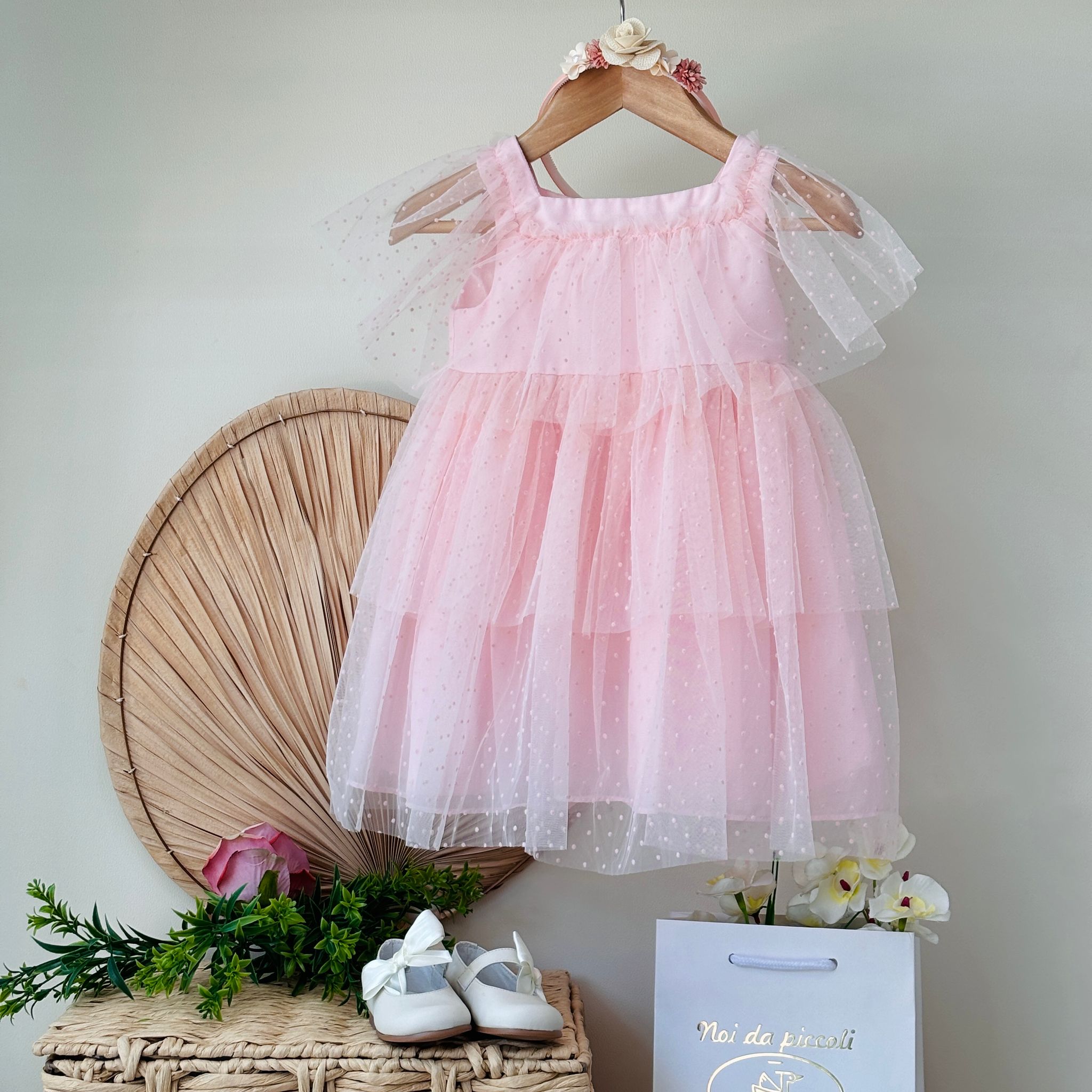 ABITINO ROSA CON TULLE E POIS