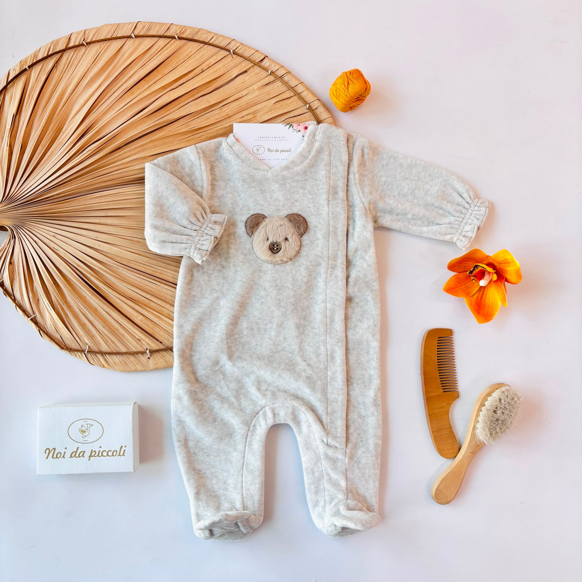 TUTINA IN CINIGLIA GRIGIO CON TEDDY PELUCHE