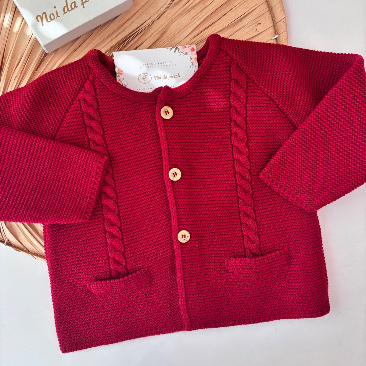Golfino Filato Caldo Treccine Rosso Sardon - dettaglio 1