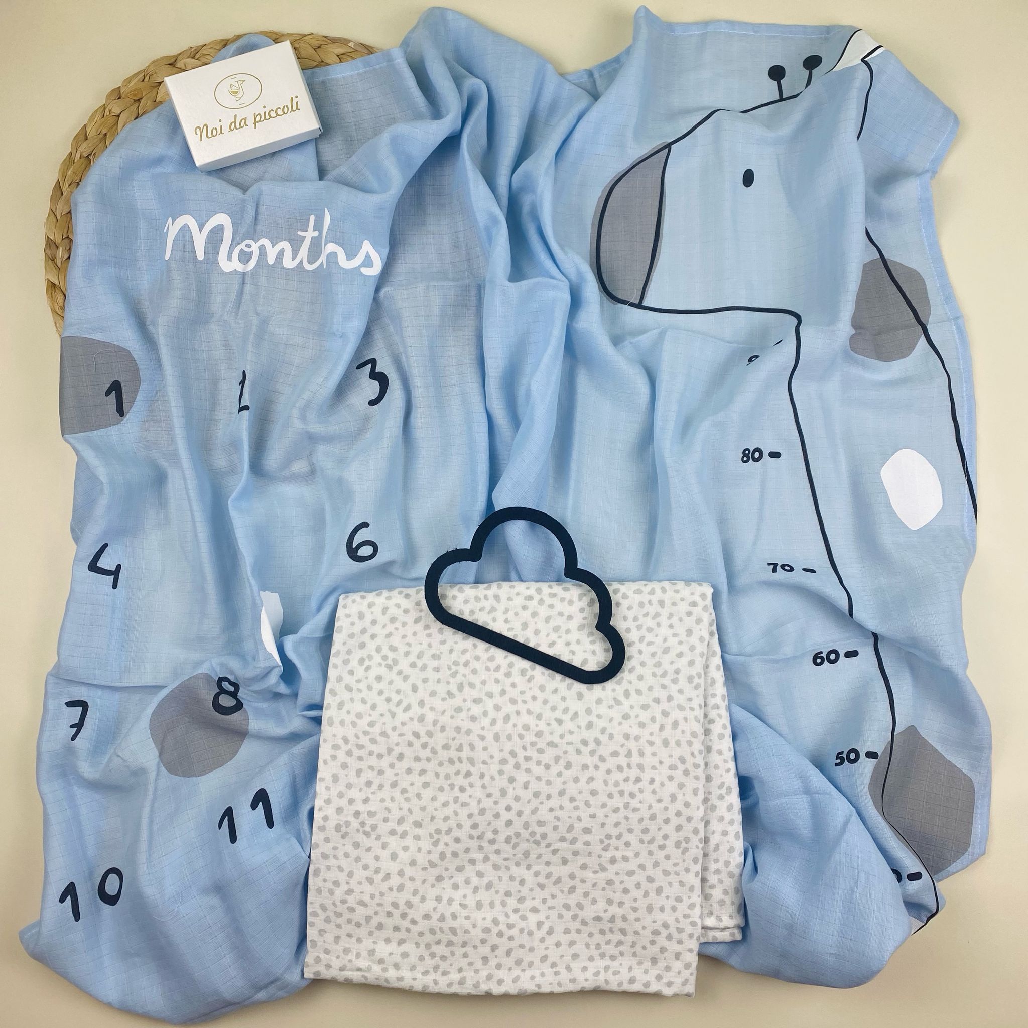 set mussoline 100 % COTONE Blu