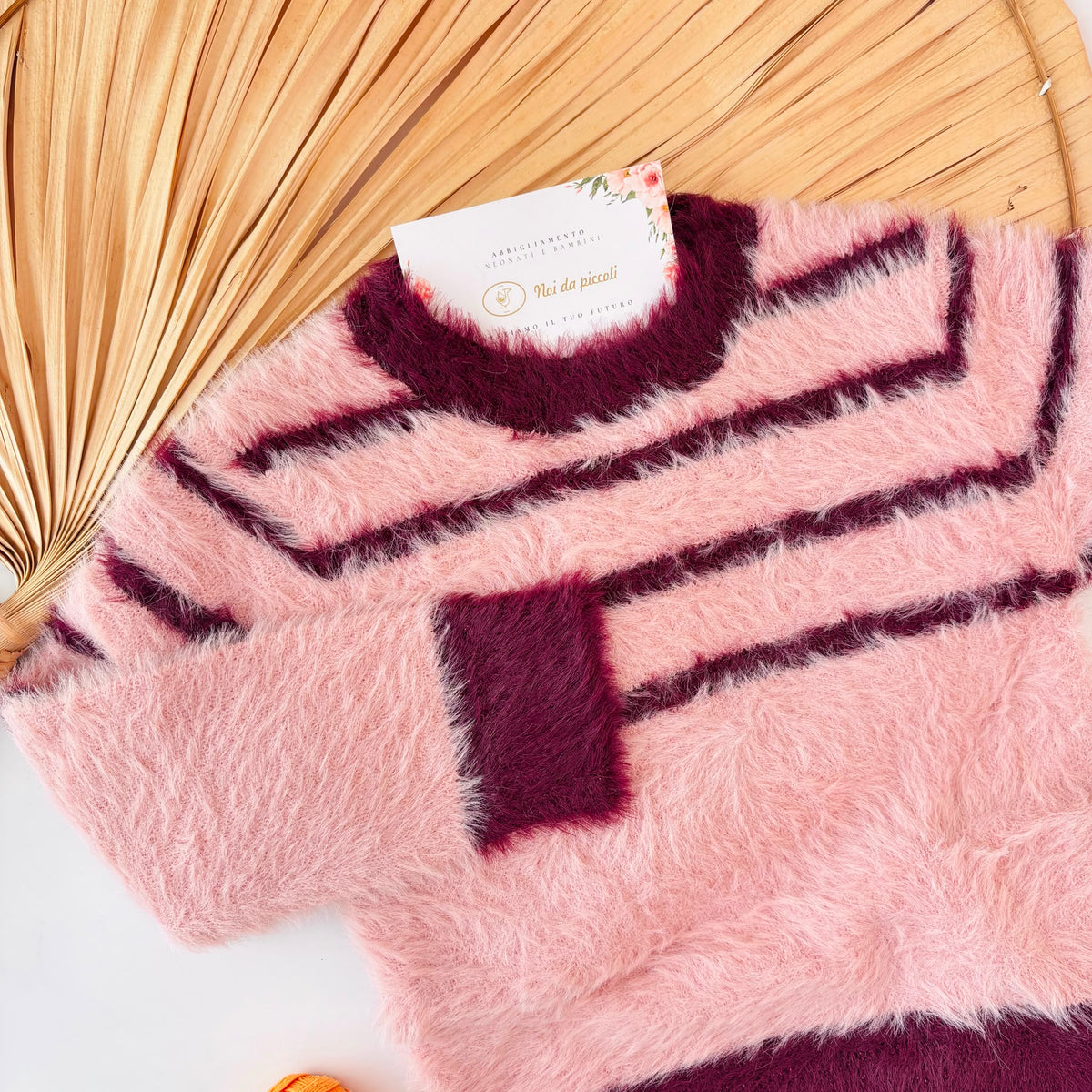 COMPLETO IN FILATO CALDO ROSA