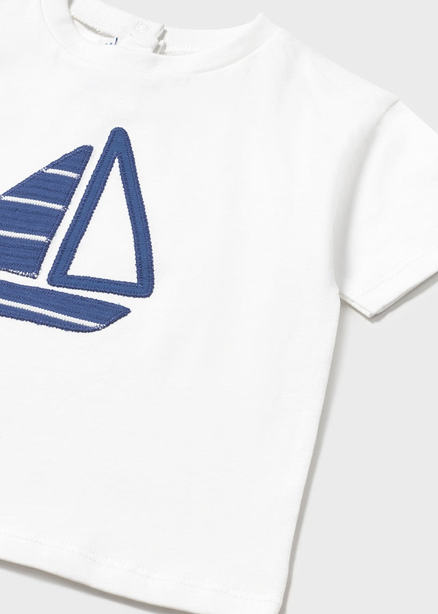 COMPLETO 3 PZ IN COTONE A RIGHE  BLU