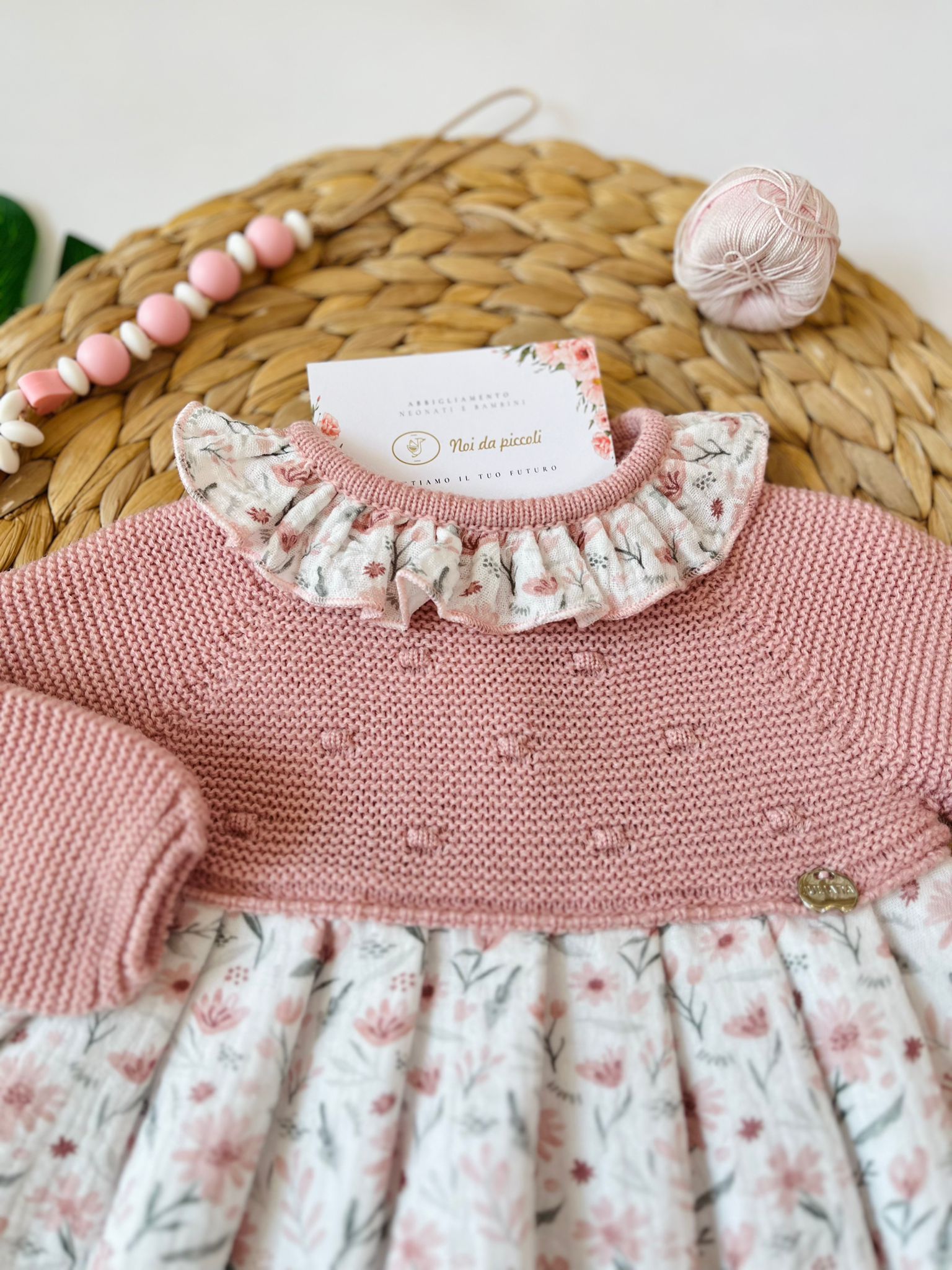 VESTINA FILATO E CALDO COTONE  FIORI D'INVERNO ROSA