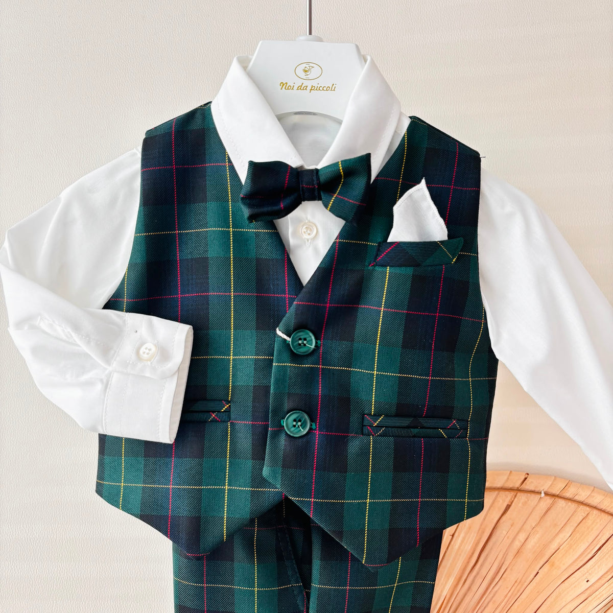 COMPLETO 4PZ TARTAN ELEGANTE VERDE