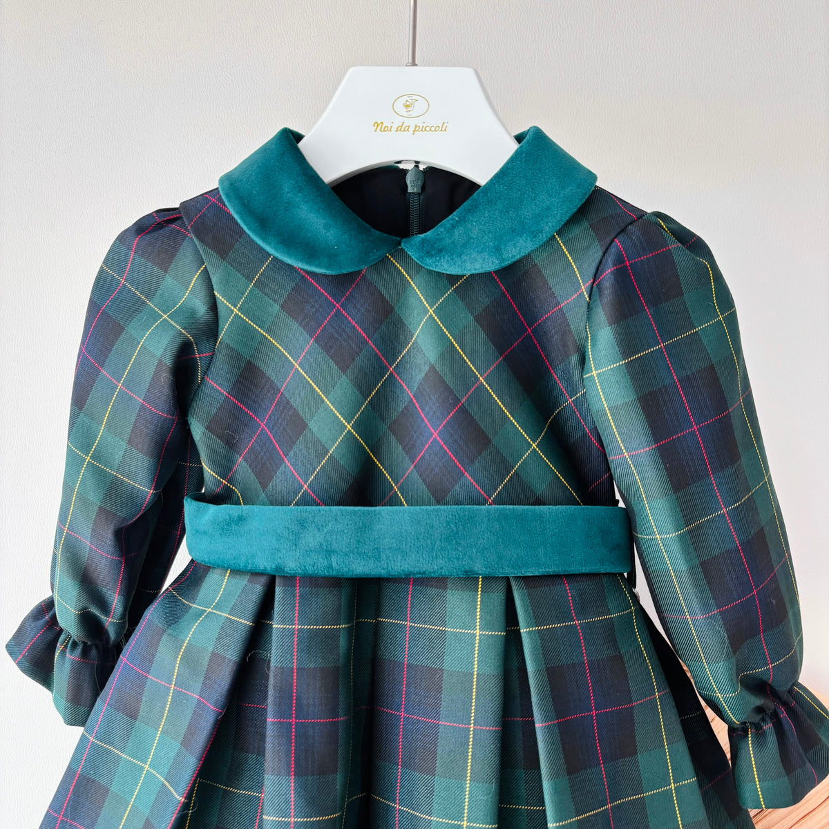 ABITO TARTAN E VELLUTO VERDE