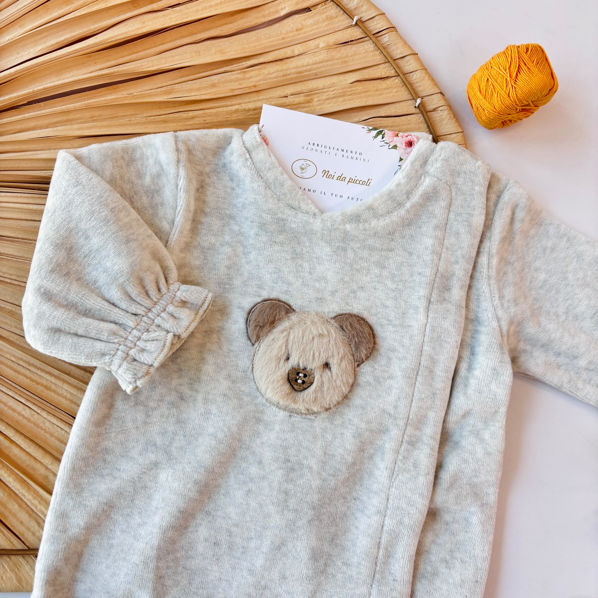 TUTINA IN CINIGLIA GRIGIO CON TEDDY PELUCHE