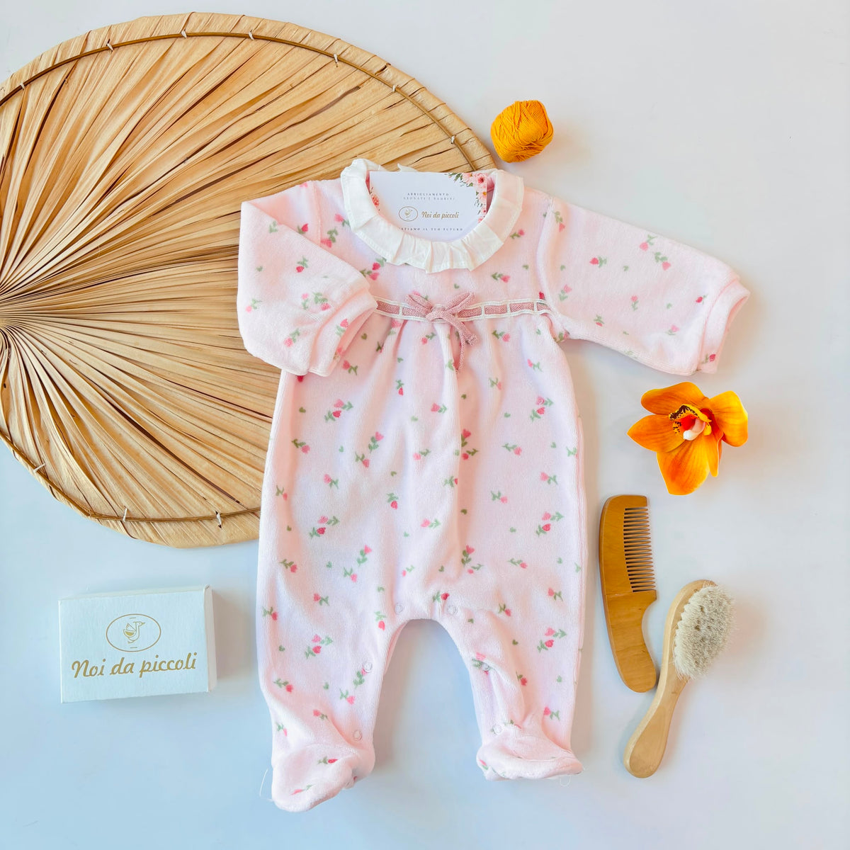 TUTINA IN CINIGLIA ROSA CON PICCOLI FIORELLINI