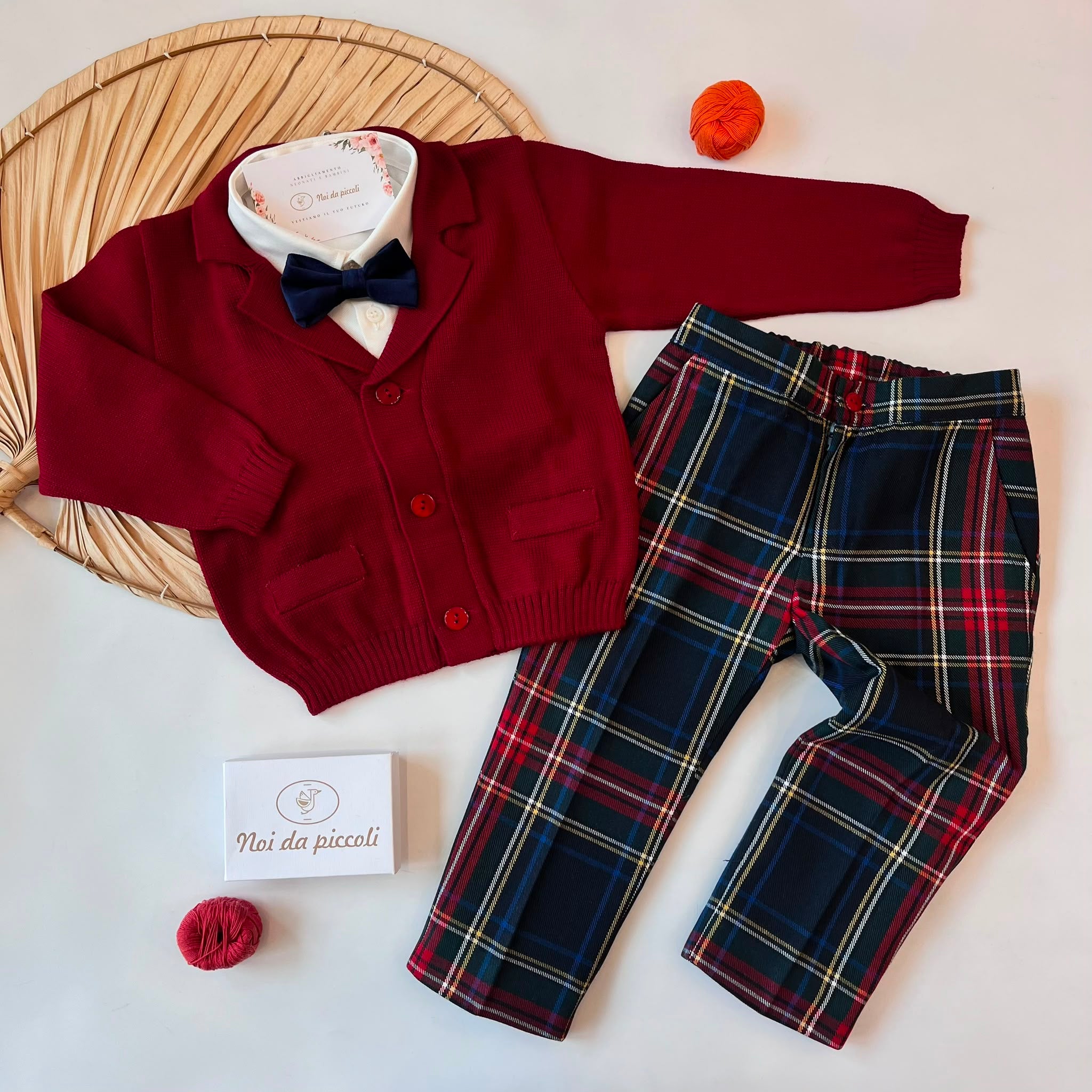 COMPLETO TARTAN BORDEAUX