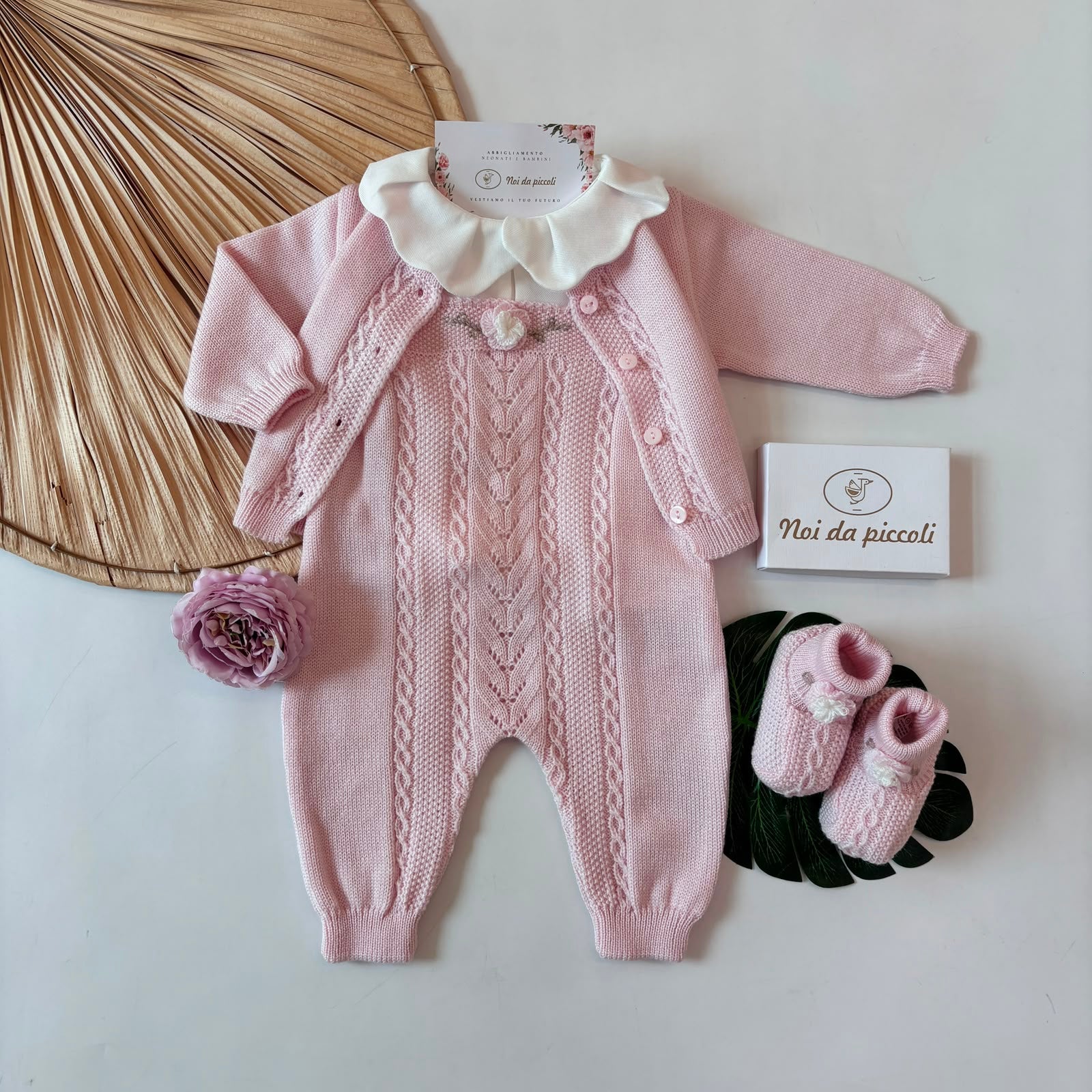 SALOPETTE CON BABBUCCE 100% LANA ROSA