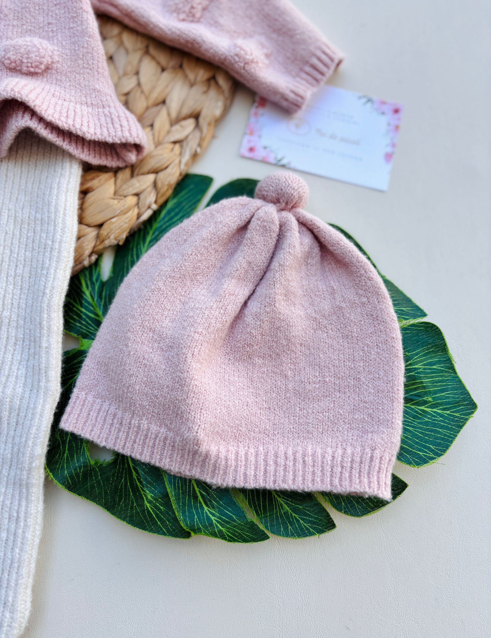 COMPLETO 3 PZ IN FILATO CALDO  ROSA