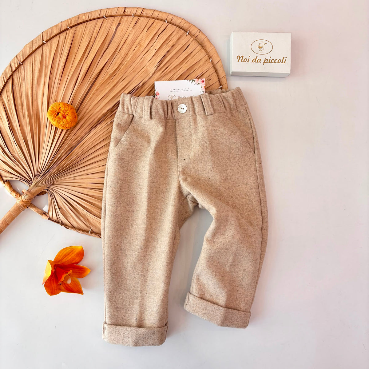 PANTALONE young boy in panno BEIGE