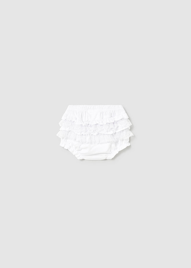 COTTON SHORTS WITH TULLE EMBROIDERY WHITE