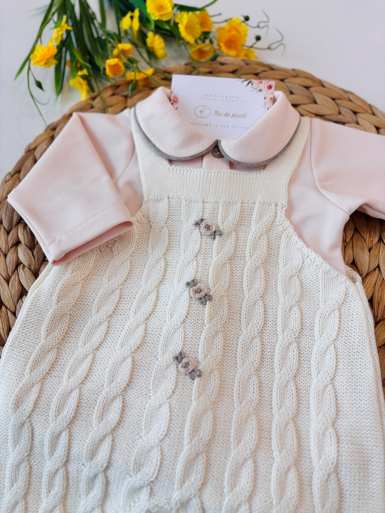 SALOPETTE LANA E CALDO COTONE PANNA E ROSA