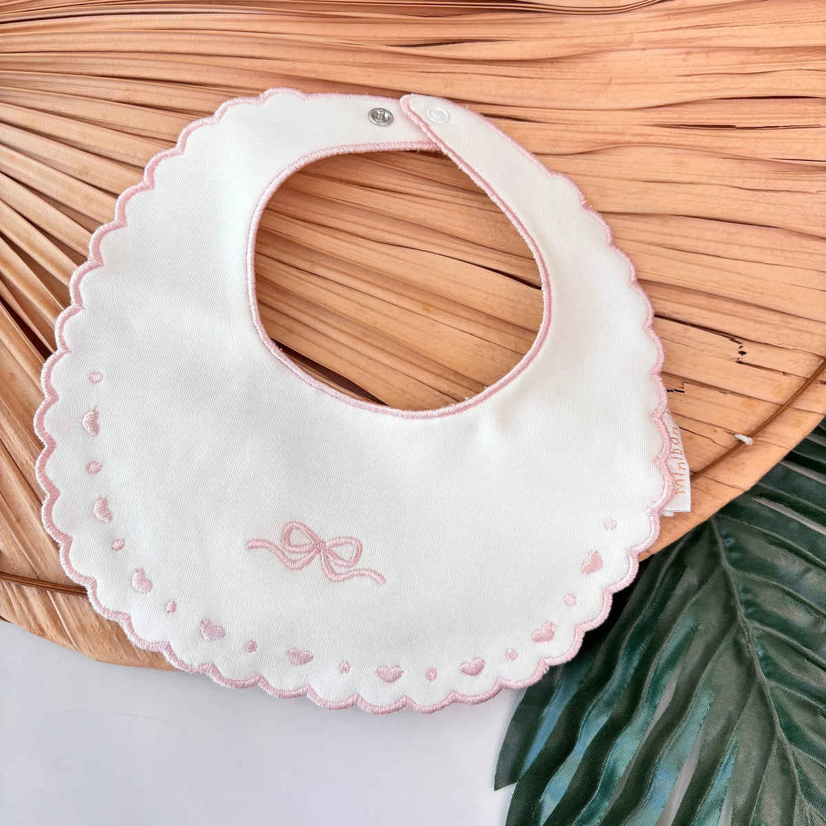 BAVETTA IN COTONE CALDO ROSA con fiocchetto centrale