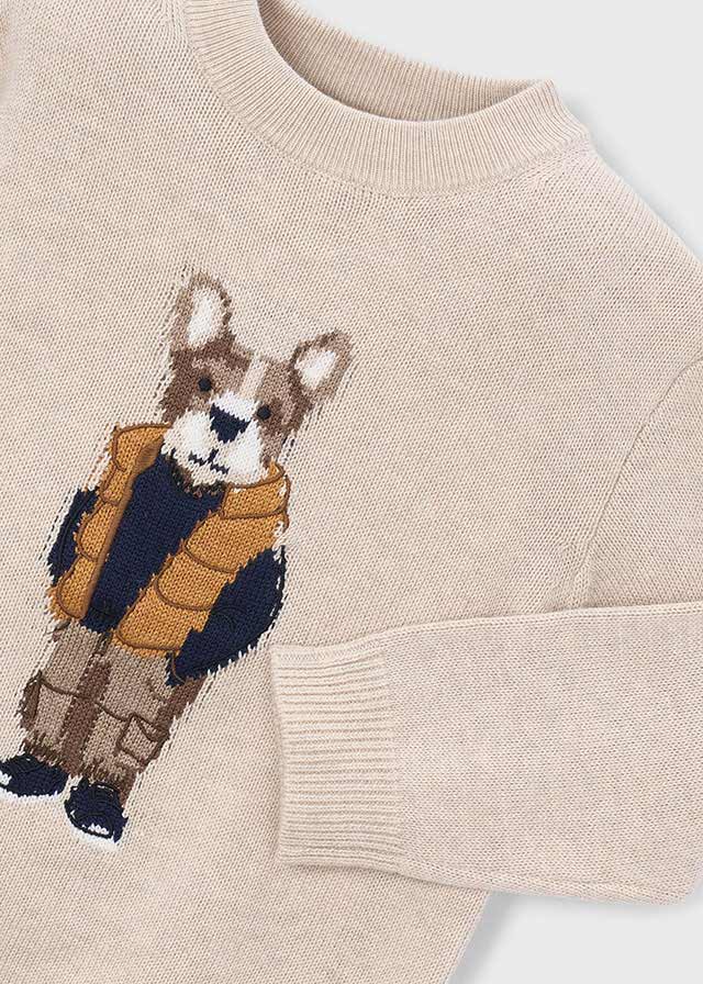 MAGLIONE IN FILATO CALDO BEIGE CON CAGNOLINO