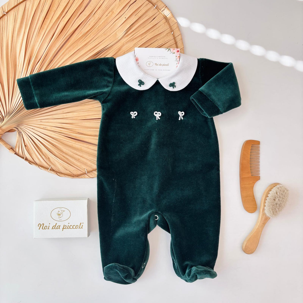 Tutina Fiocchettini in Ciniglia Verde Bebe' Margo'
