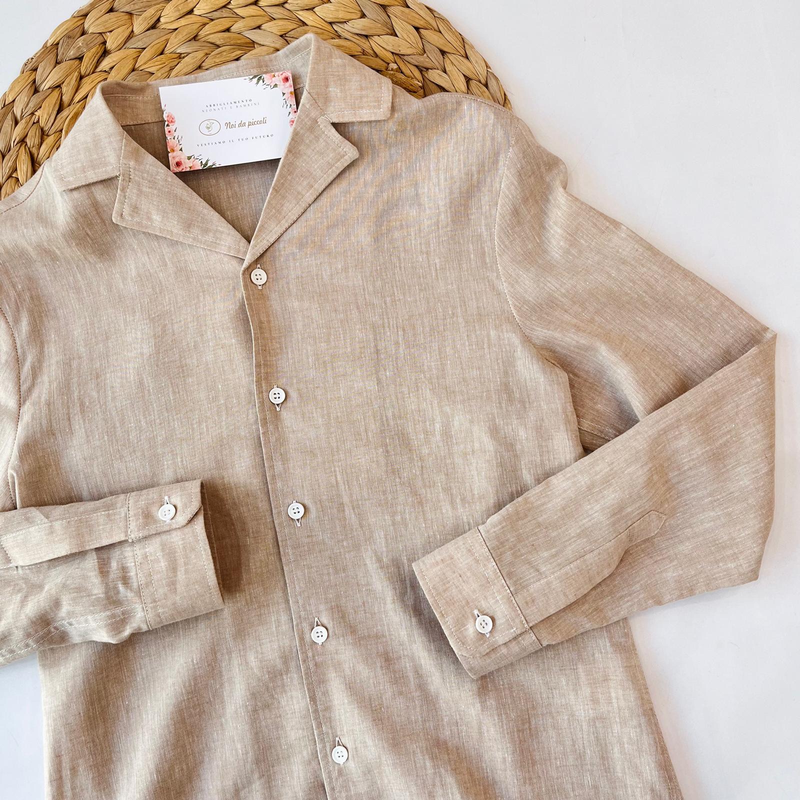 CAMICIA COTONE E LINO BEIGE