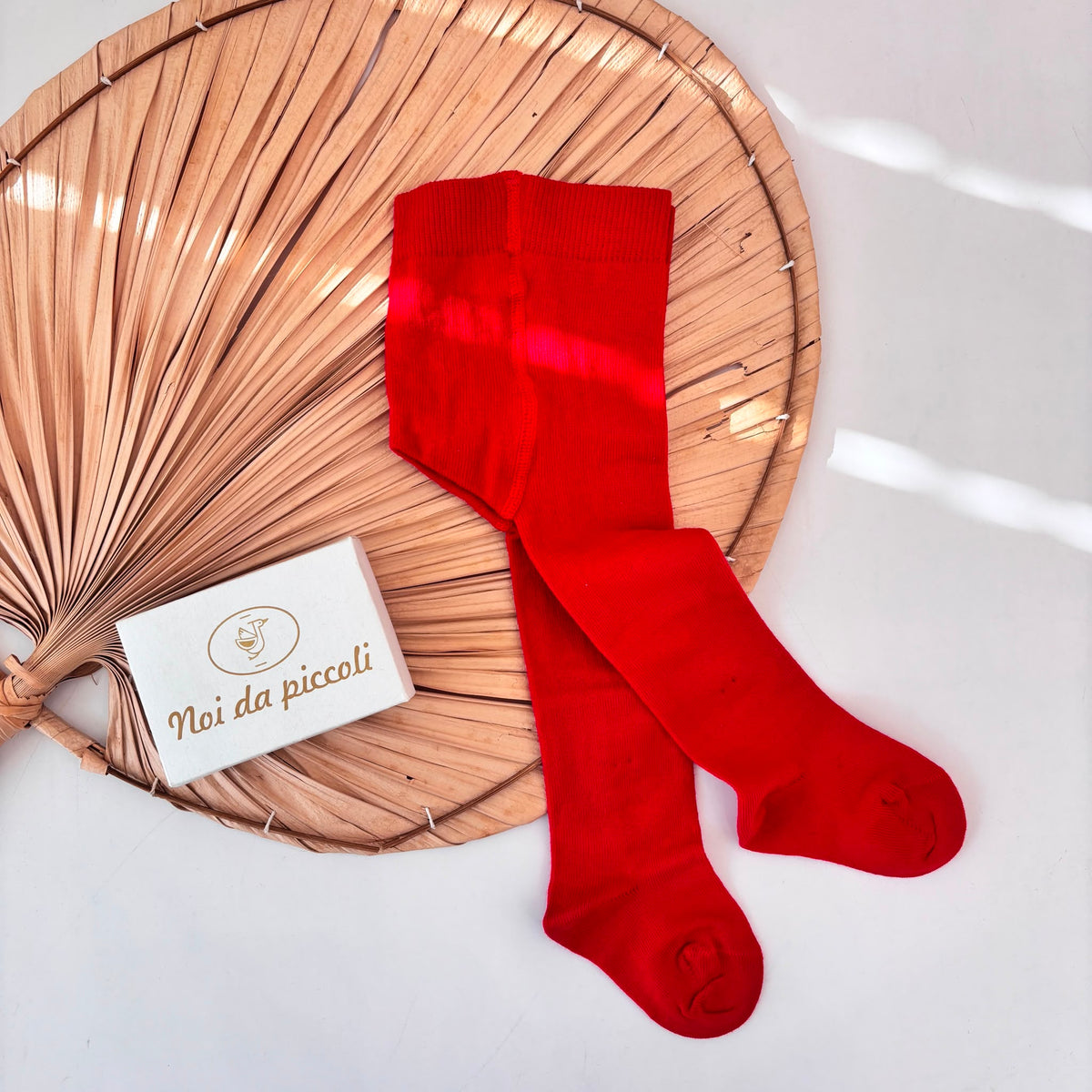 Red Plain Brushed Cotton Tights Pappa E Latte