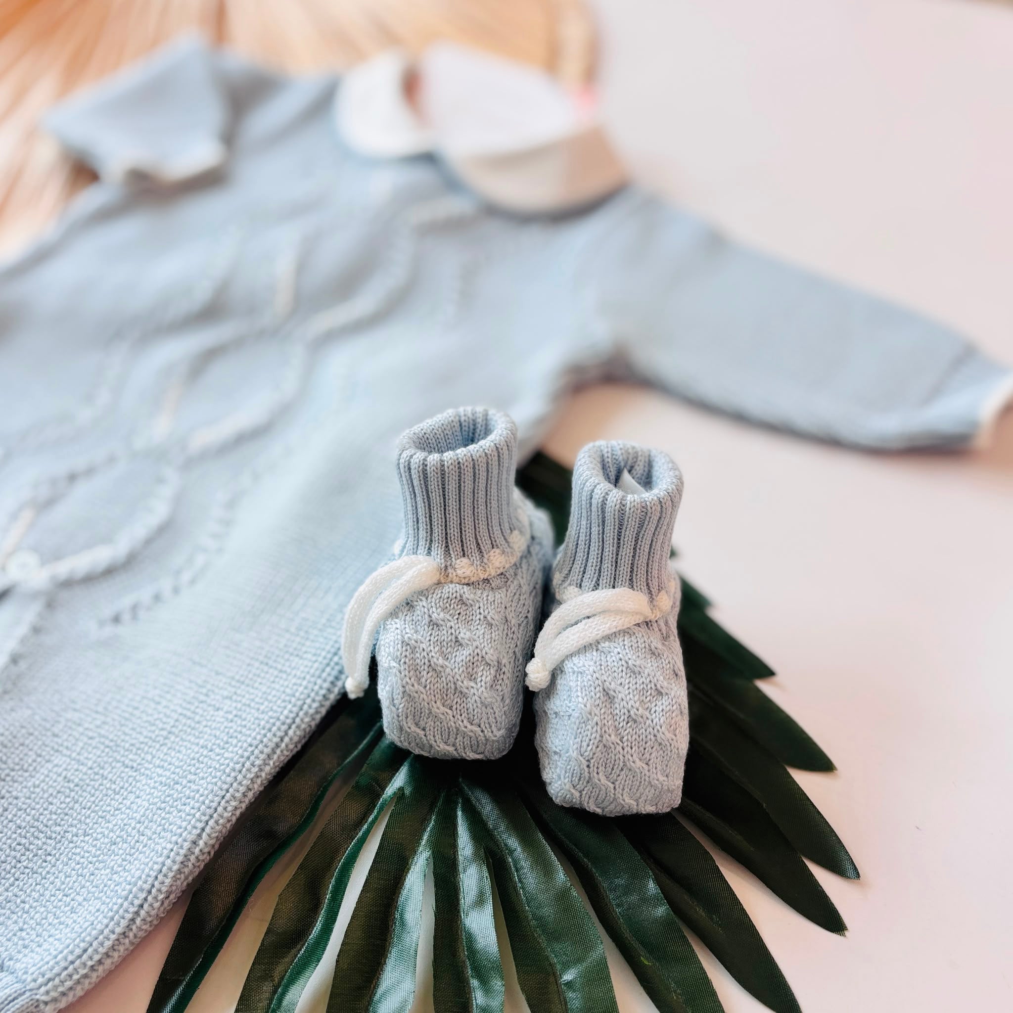 TUTINA CON BABBUCCE 100% LANA CIELO ROMBI