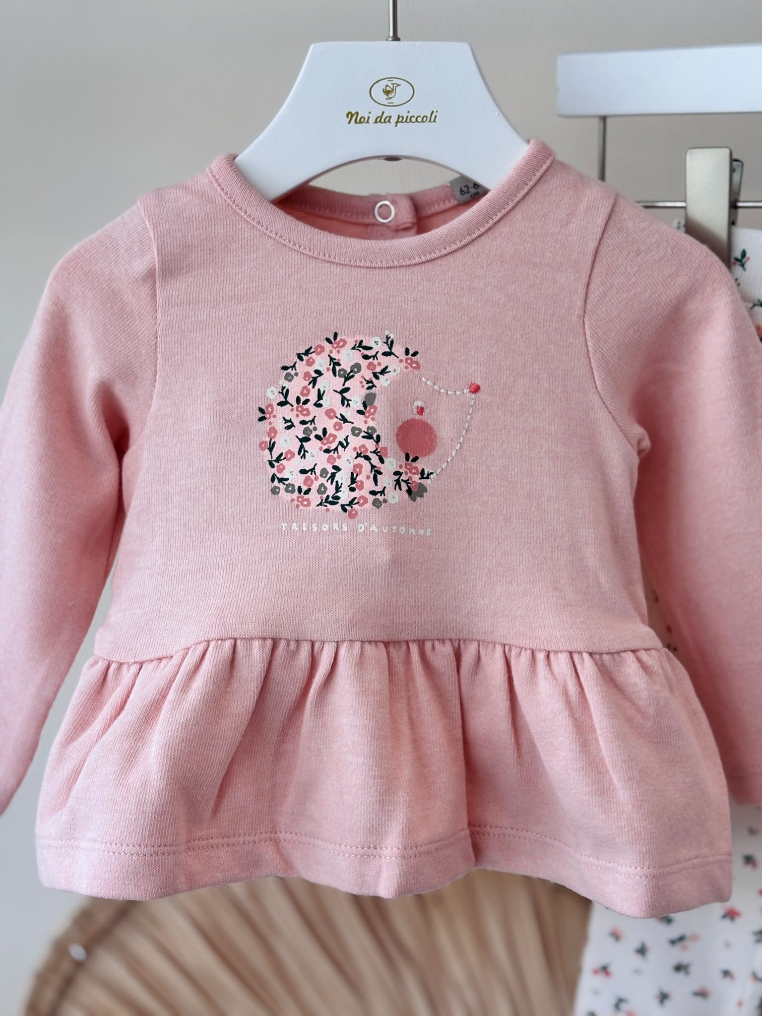COMPLETO IN COTONE CALDO ROSA CON FANTASIA ALL-OVER