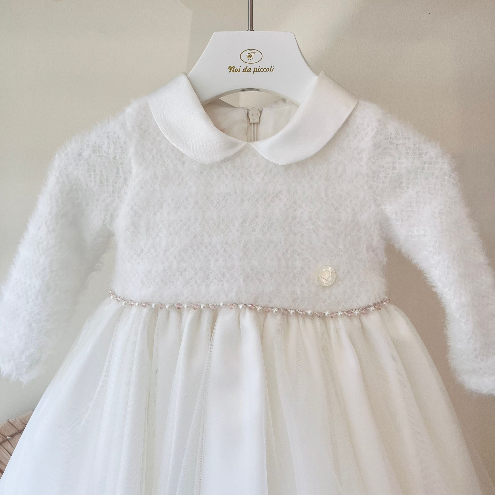 ABITO CON FASCIA PERLINE BIANCO