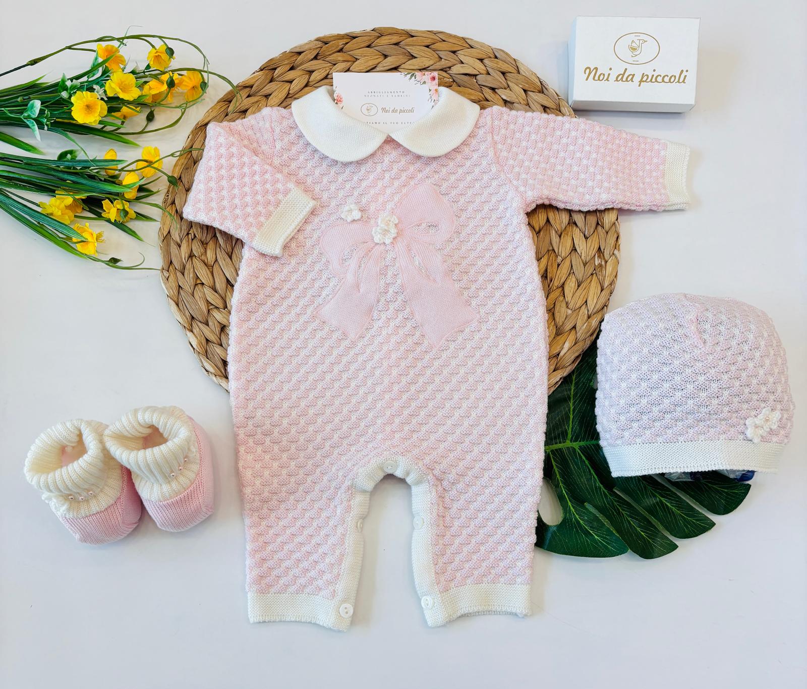 TUTINA CON PARURE 100% LANA ROSA
