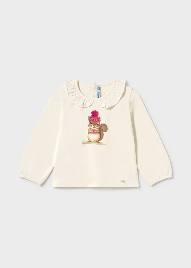 MAGLIA IN COTONE CALDO CRUDO CON SCOIATTOLO