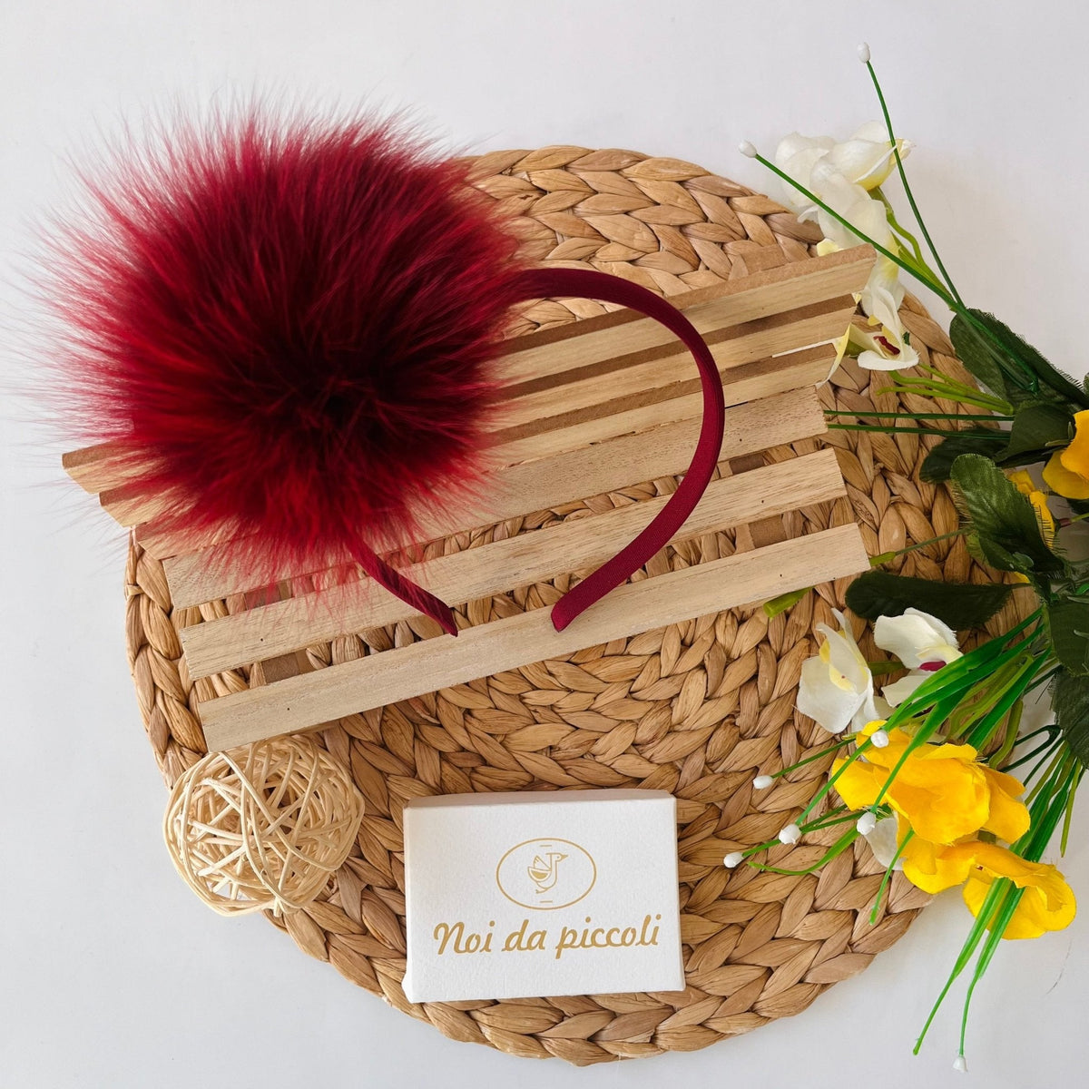 BORDEAUX FOX POMPOM HEADBAND