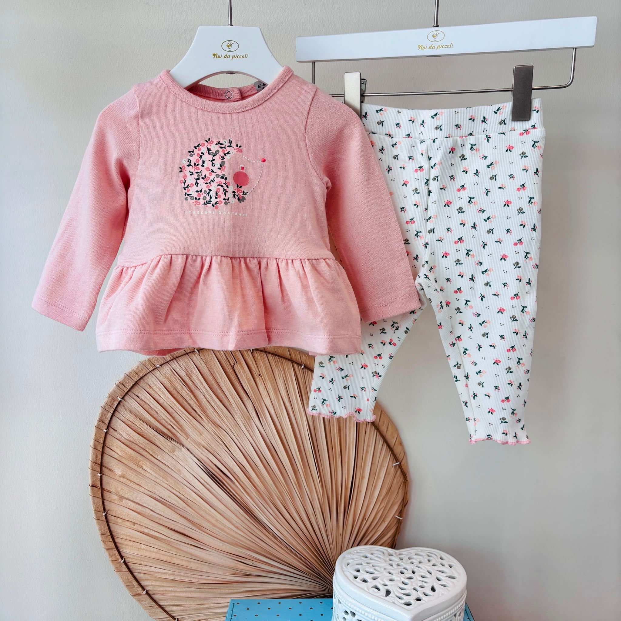 COMPLETO IN COTONE CALDO ROSA CON FANTASIA ALL-OVER