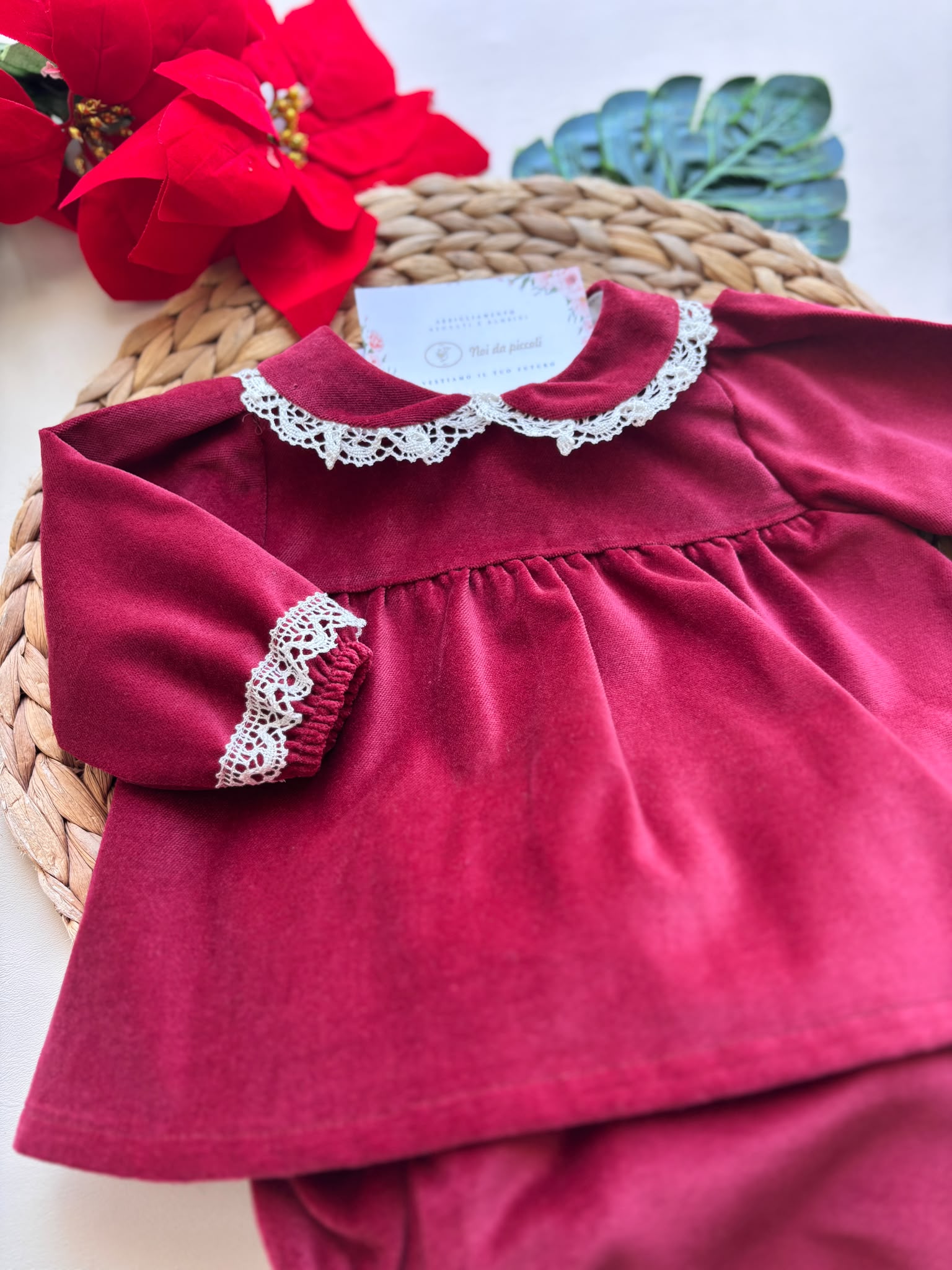 COMPLETO 2 PZ COTONE CALDO ROSSO