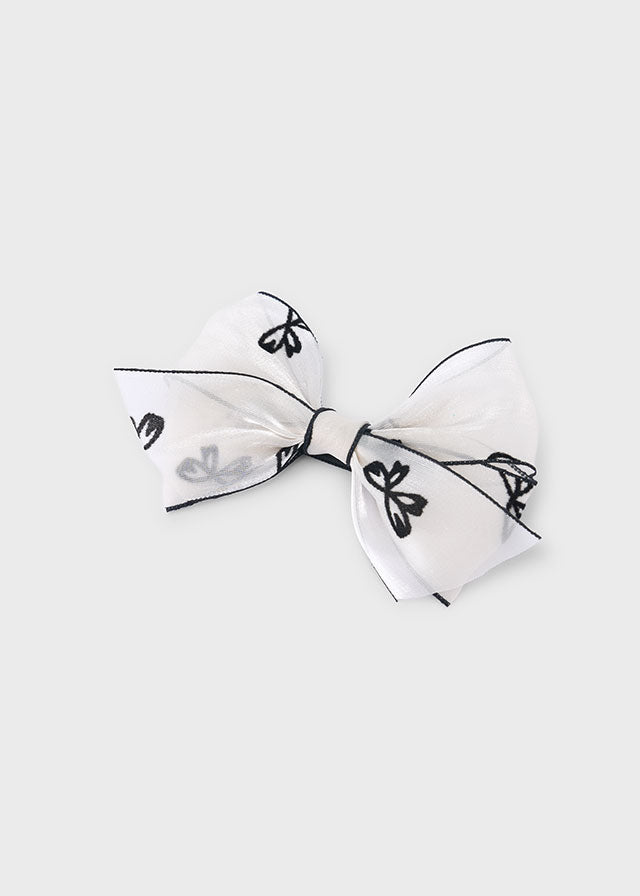 FERMAGLIO BIANCO CON FIOCCHETTI NERI