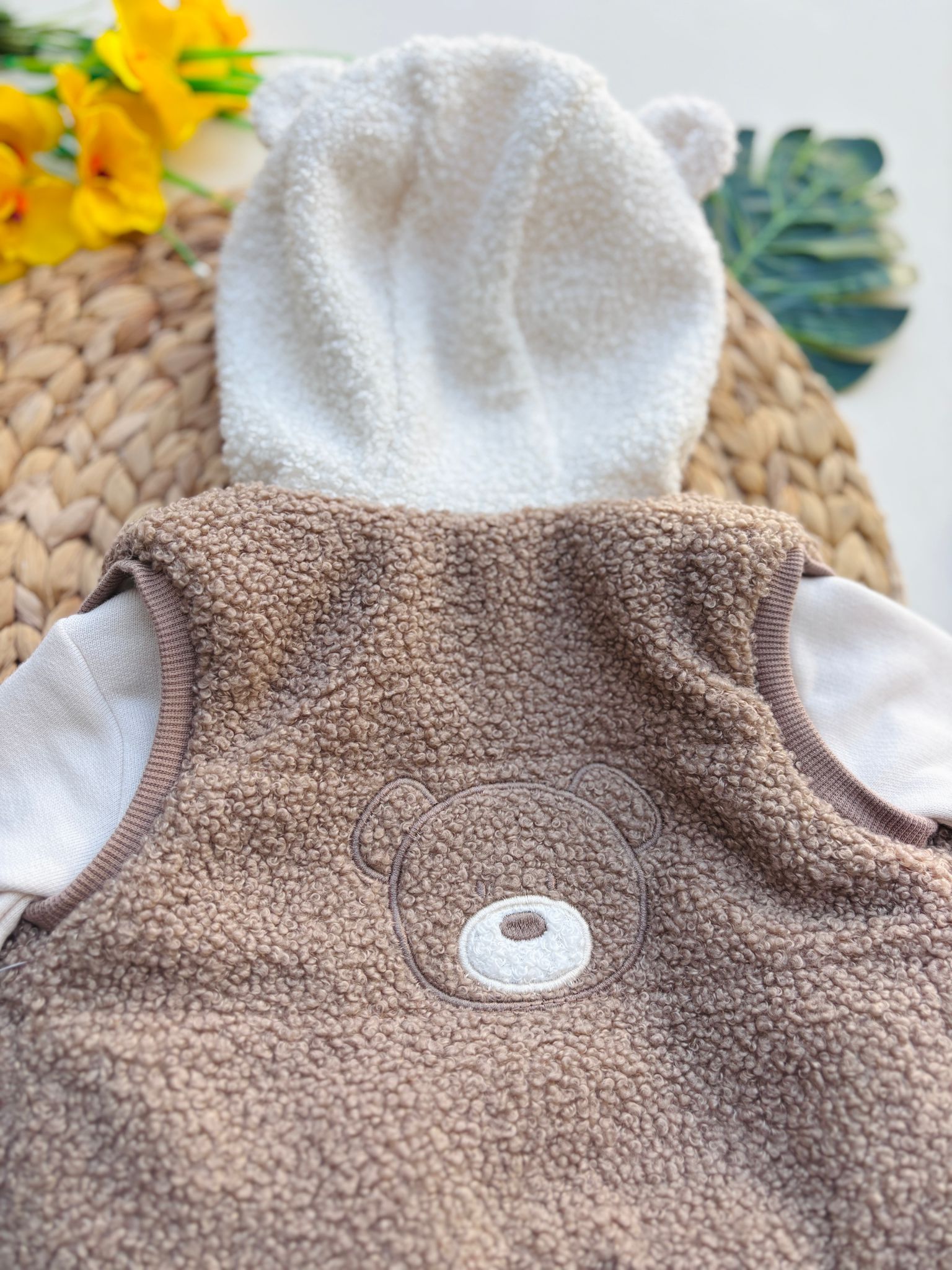 COMPLETO 3 PZ IN CALDO COTONE TEDDY  Marrone