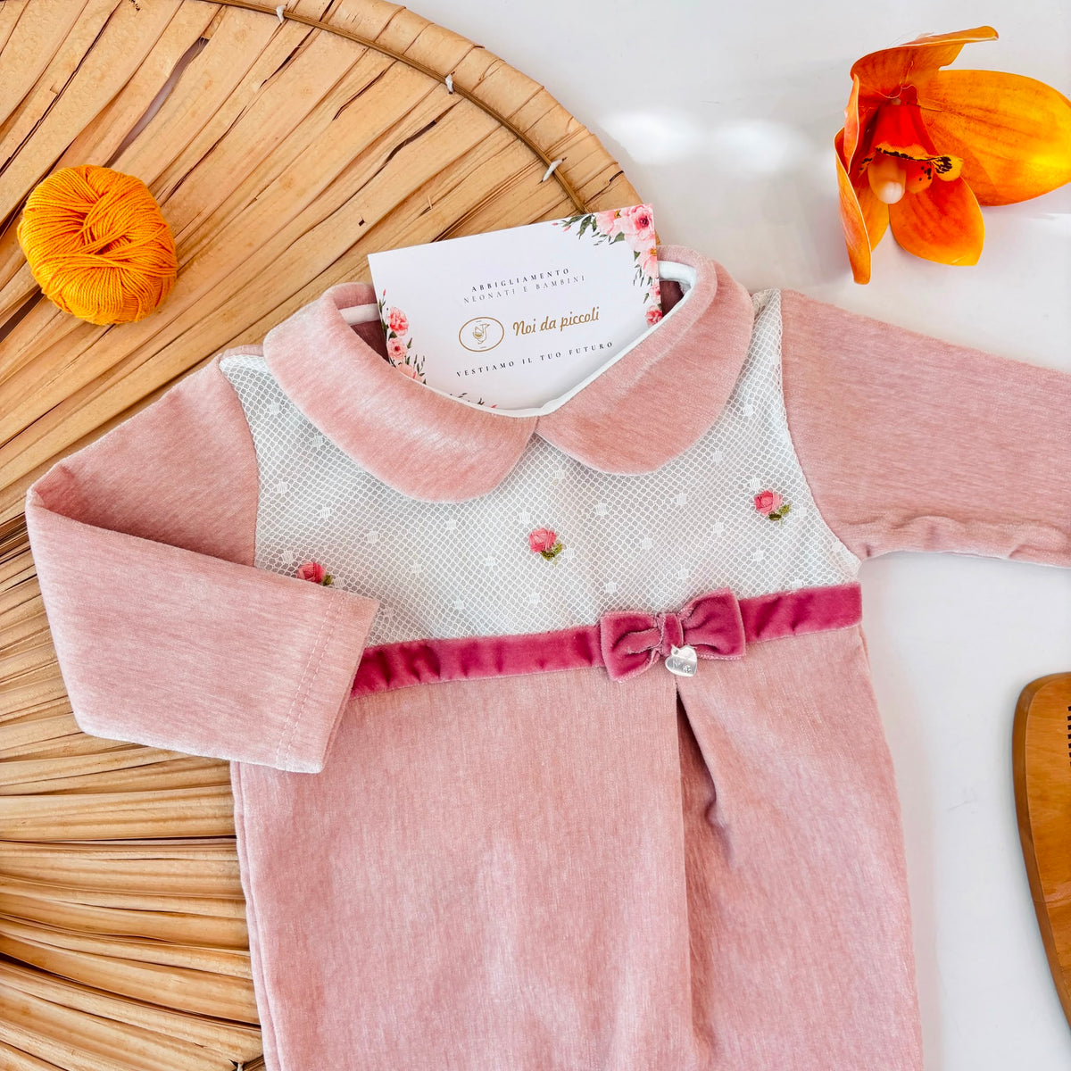 TUTINA in ciniglia con roselline ROSA
