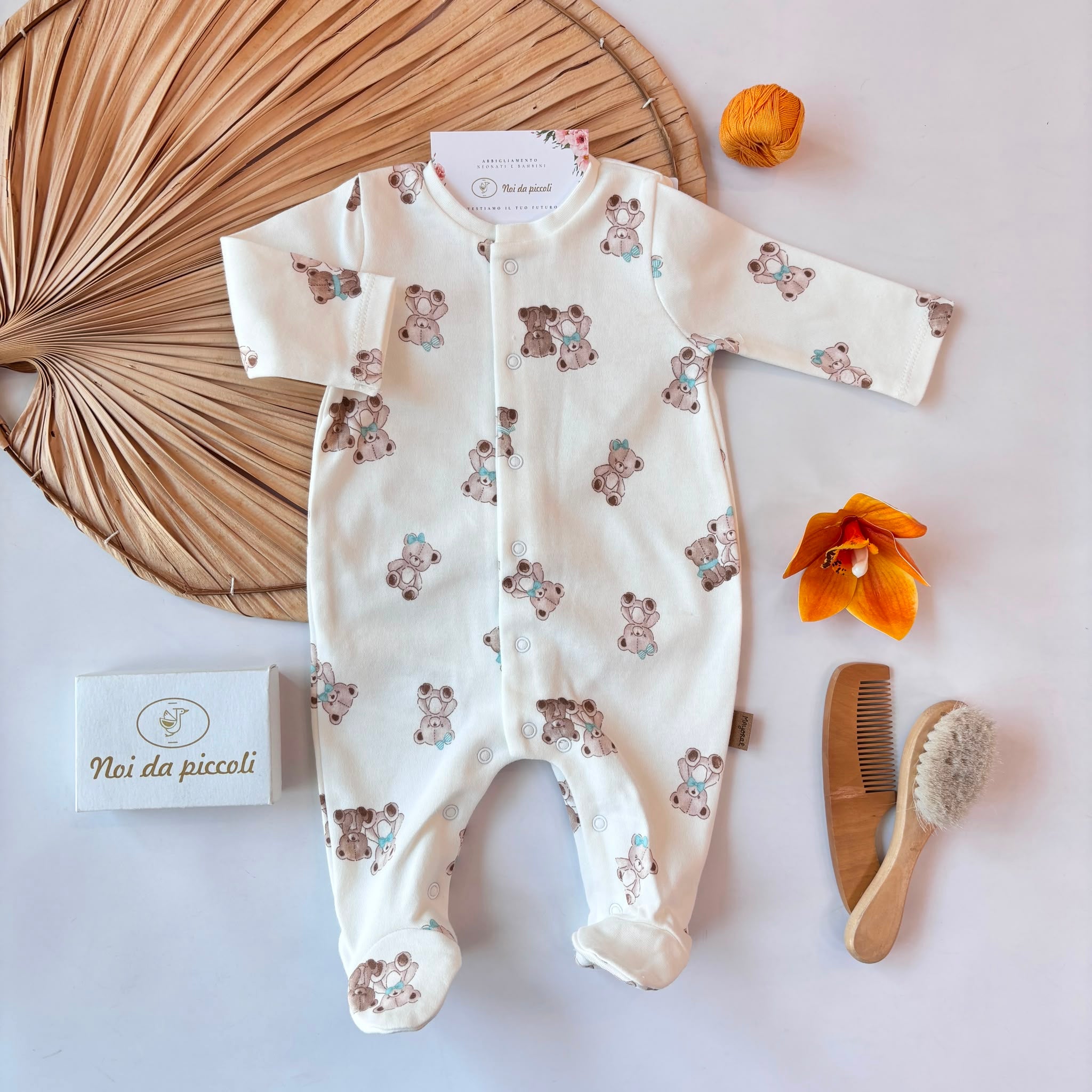 TUTINA IN COTONE CALDO PANNA CON ORSETTI