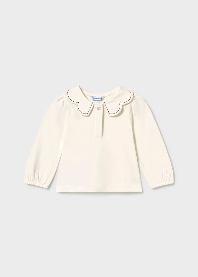 MAGLIA IN COTONE CALDO CRUDO CON COLLETTO PETER PAN