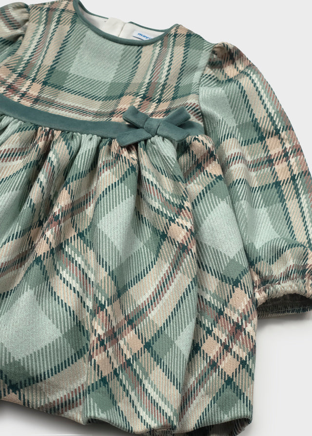 VESTITO TARTAN VERDE IN COTONE CALDO