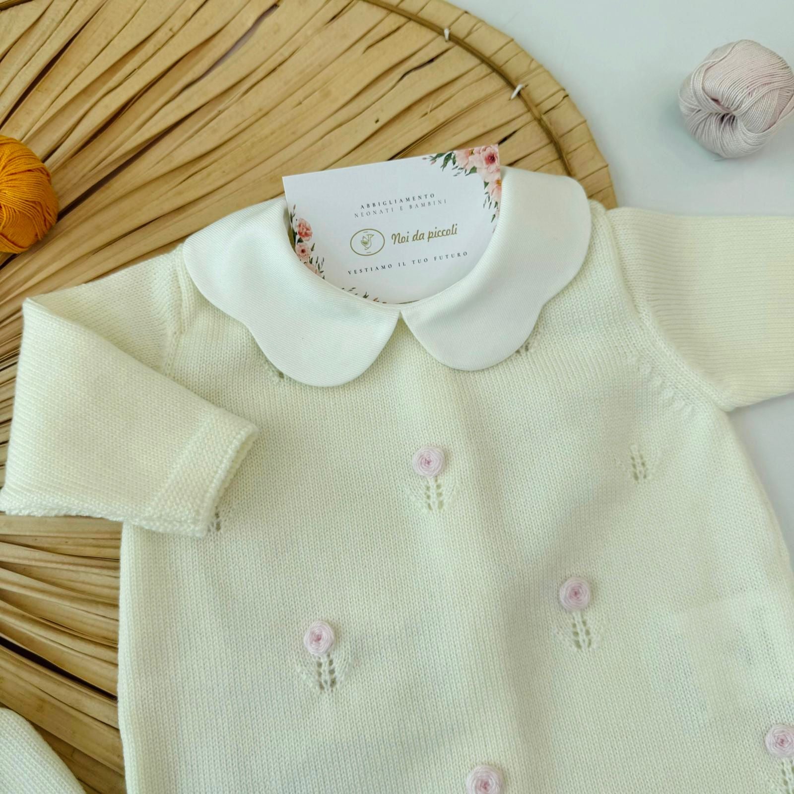 TUTINA CON PARURE 100% PURA LANA MERINO EXTRAFINE PANNA