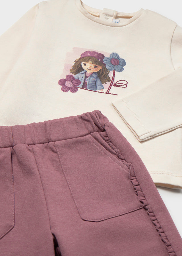 COMPLETO IN COTONE CALDO VIOLA CON BAMBOLINA