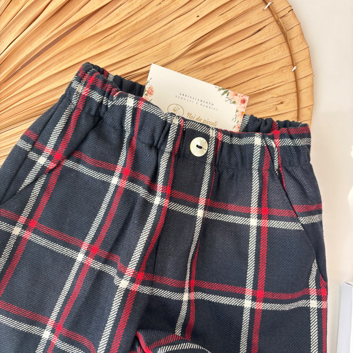 Pantalone in Cotone Caldo con Fantasia Tartan Blu Jo Milano