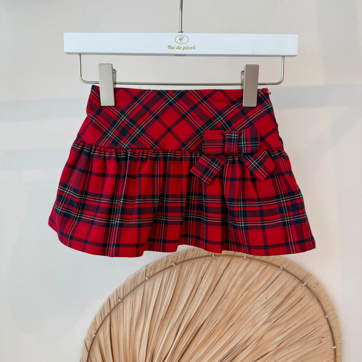 Gonna in Cotone Caldo Rosso Tartan Minibanda