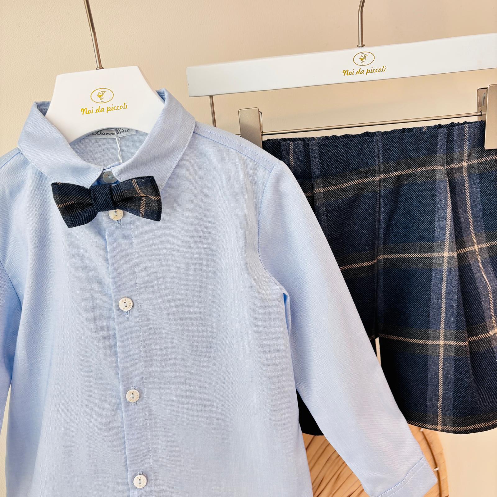 COMPLETO IN COTONE CALDO BLU CON FANTASIA TARTAN