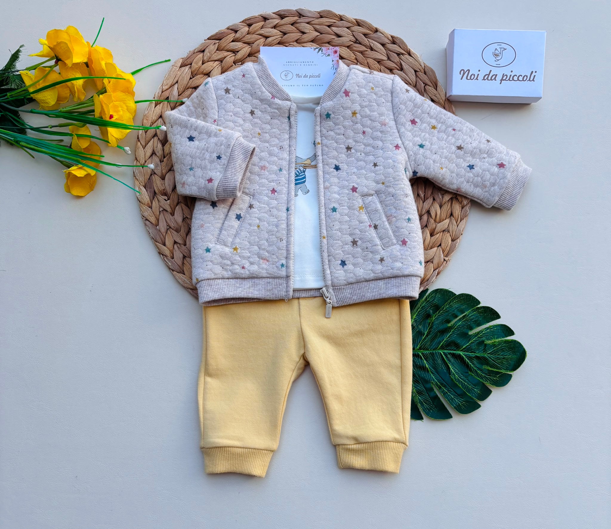 COMPLETO COTONE CALDO GIALLO BEIGE ELEFANTINO